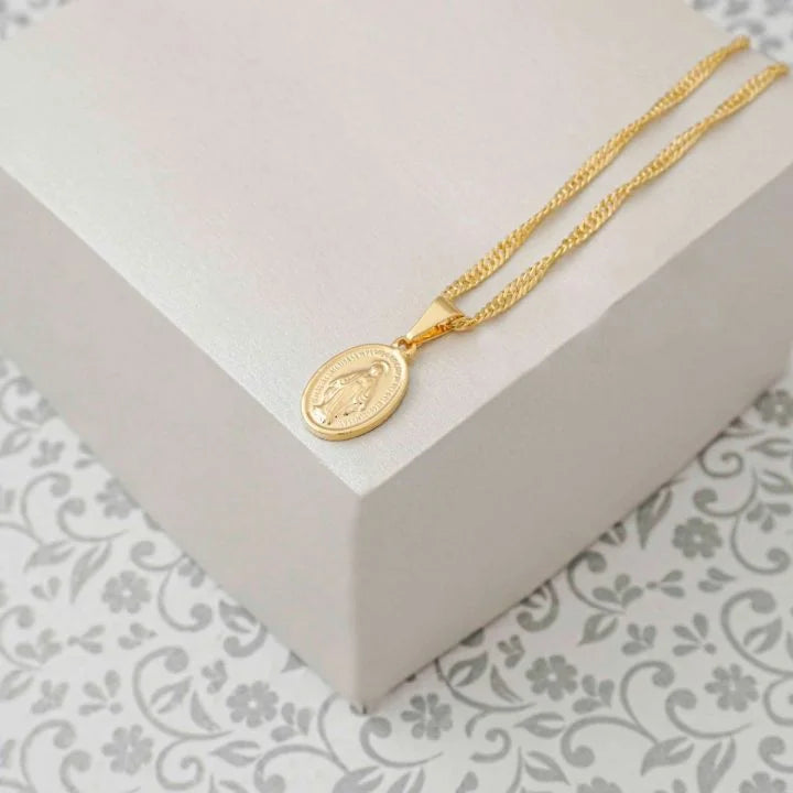 Colgante Virgen Milagrosa Pequeña Oro Laminado 18k