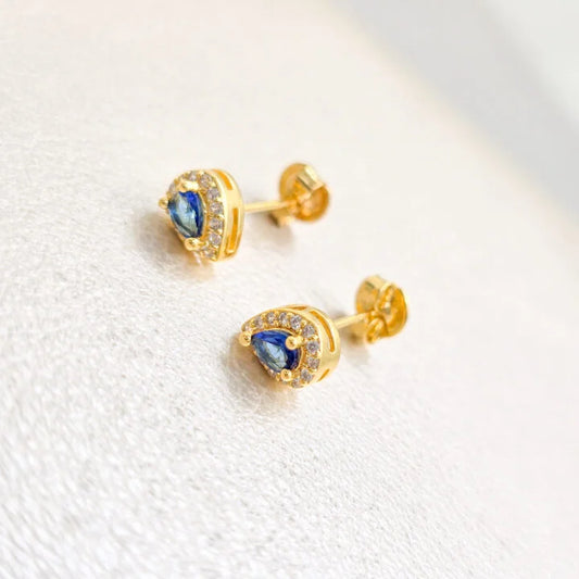 Arete Gota Bordes Circonias Oro Laminado 18k