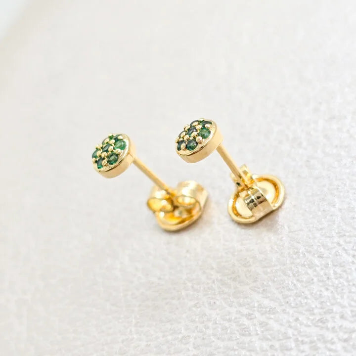 Arete Punto Verde Oro Laminado 18k