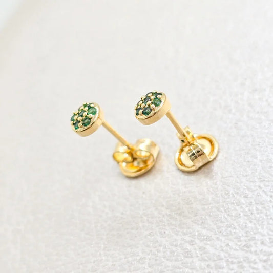 Arete Punto Verde Oro Laminado 18k