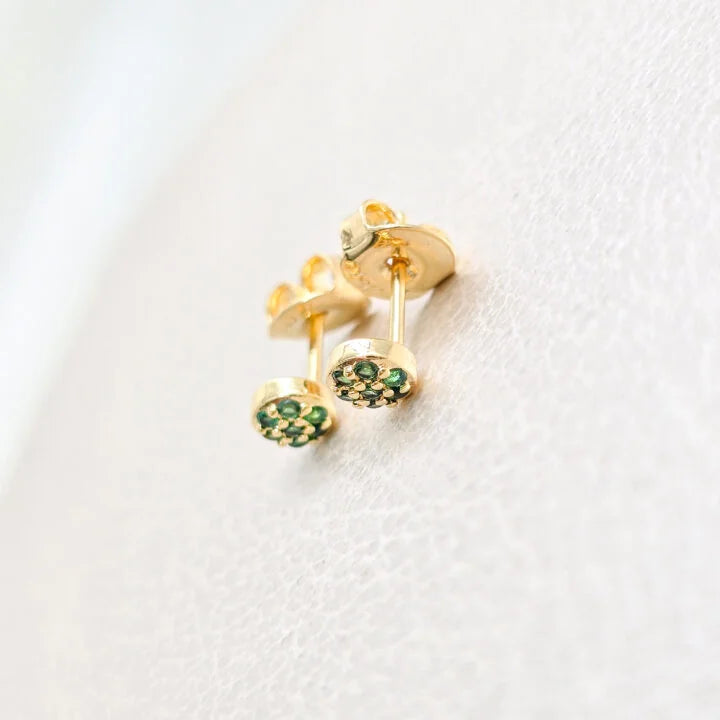 Arete Punto Verde Oro Laminado 18k