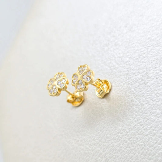 Arete Clover Circonias Oro Laminado 18k