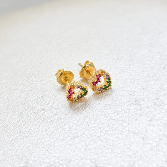 Arete Silueta Corazón Colors Oro Laminado 18k