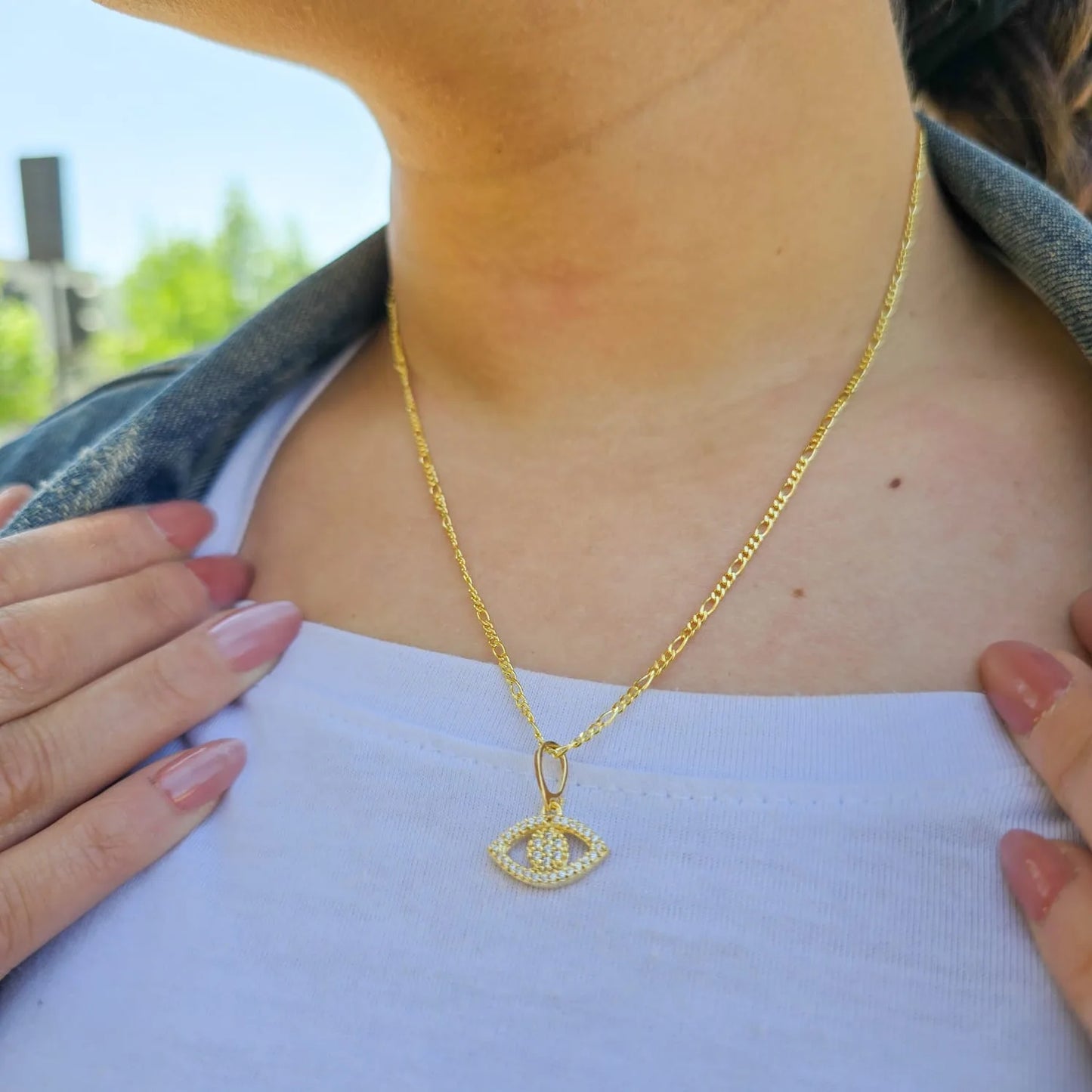 Cadena Cartier Y Colgante Ojo turco En Oro Laminado 18k