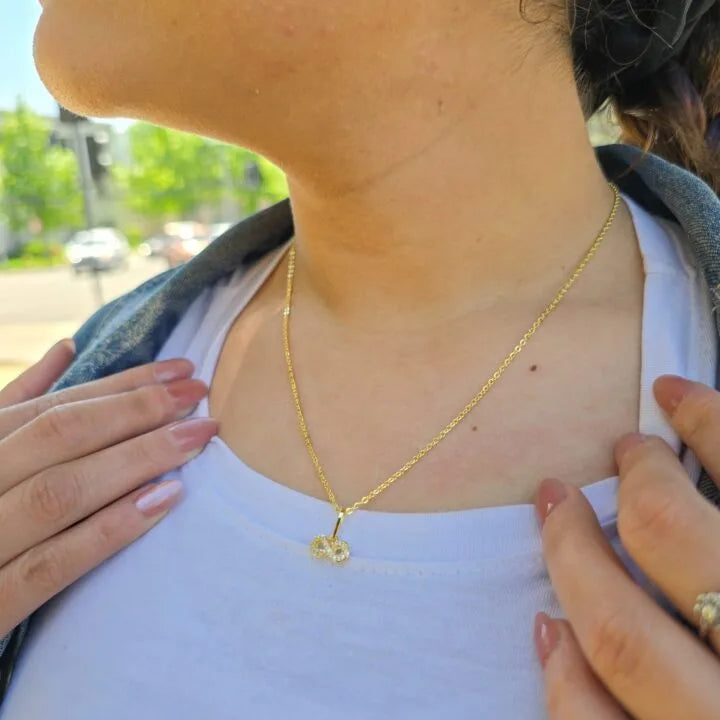 Cadena Aros Y Colgante Infinito Con Circonias En Oro Laminado 18k