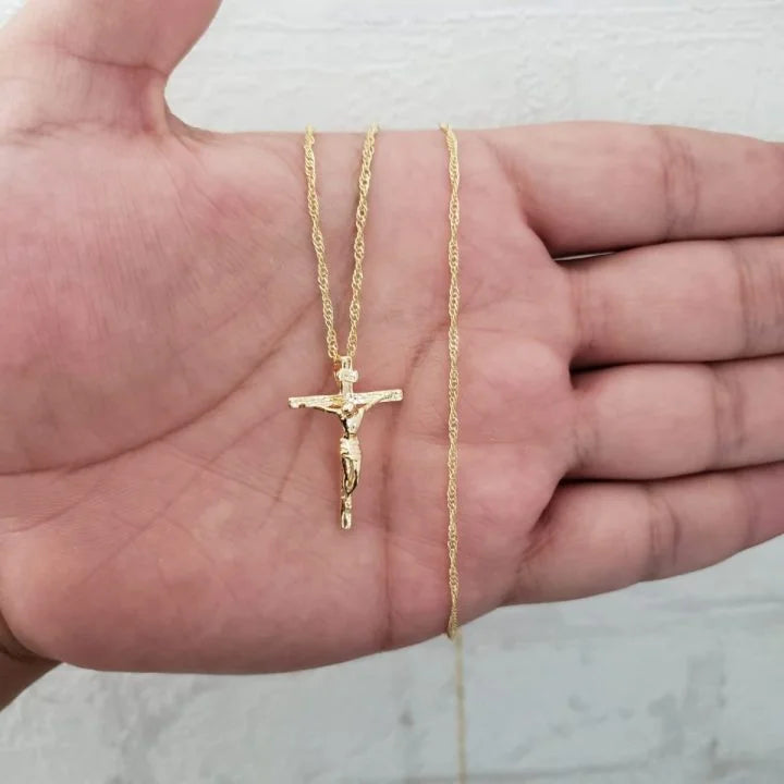 Cadena Tejido Singapur Alargada Oro Laminado 18k