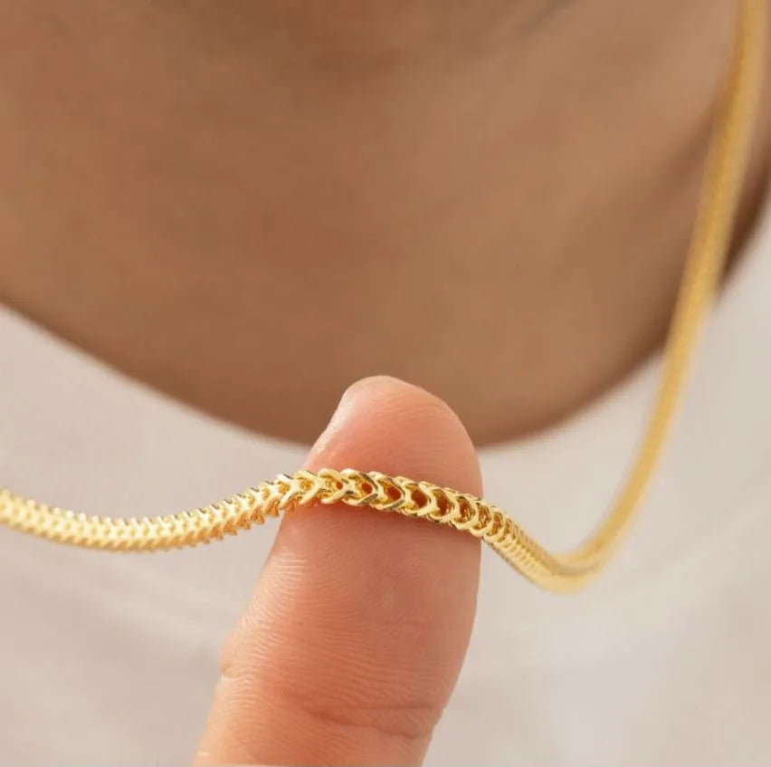 Cadena Tejido Franco Oro Laminado 18k