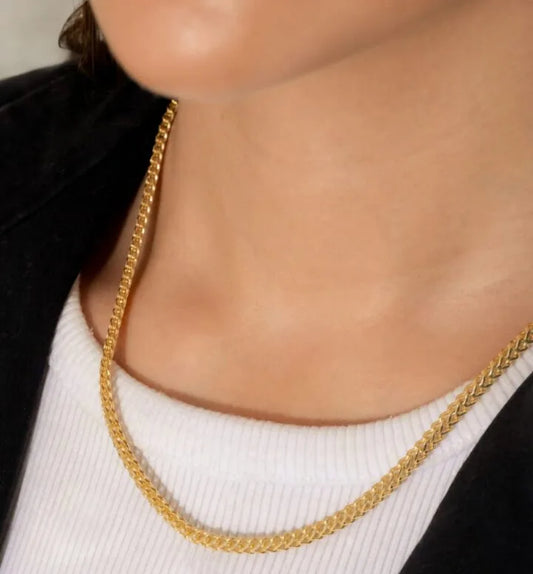 Cadena Tejido Franco Oro Laminado 18k