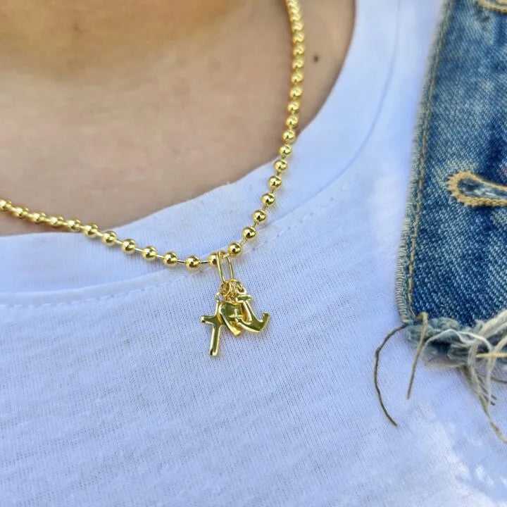 Cadena Militar Y Colgante Tres Gracias En Oro Laminado 18k