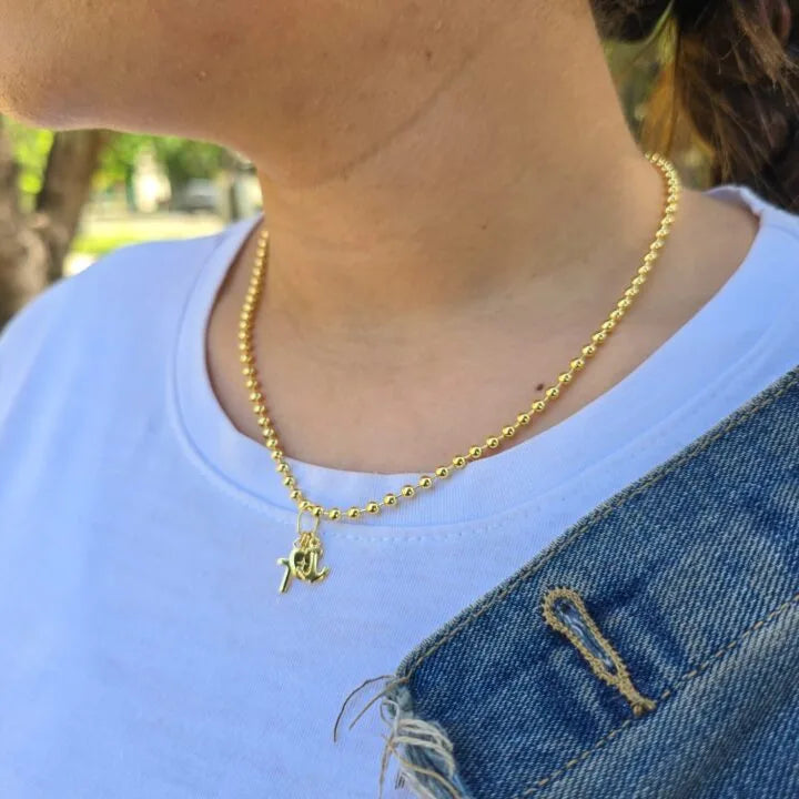 Cadena Militar Y Colgante Tres Gracias En Oro Laminado 18k