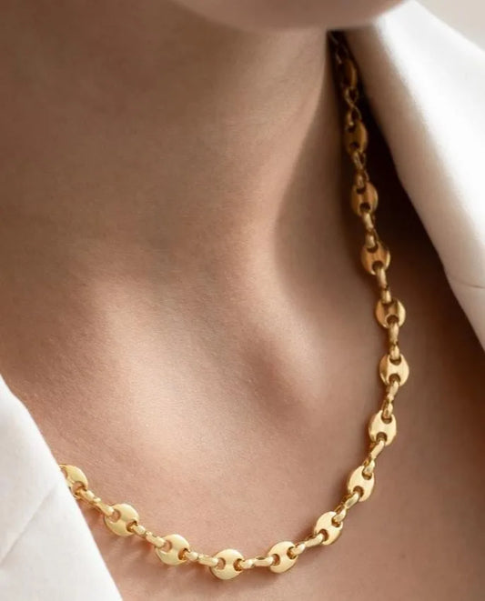 Cadena Tejido Gucci Semi-gruesa Oro Laminado 18k