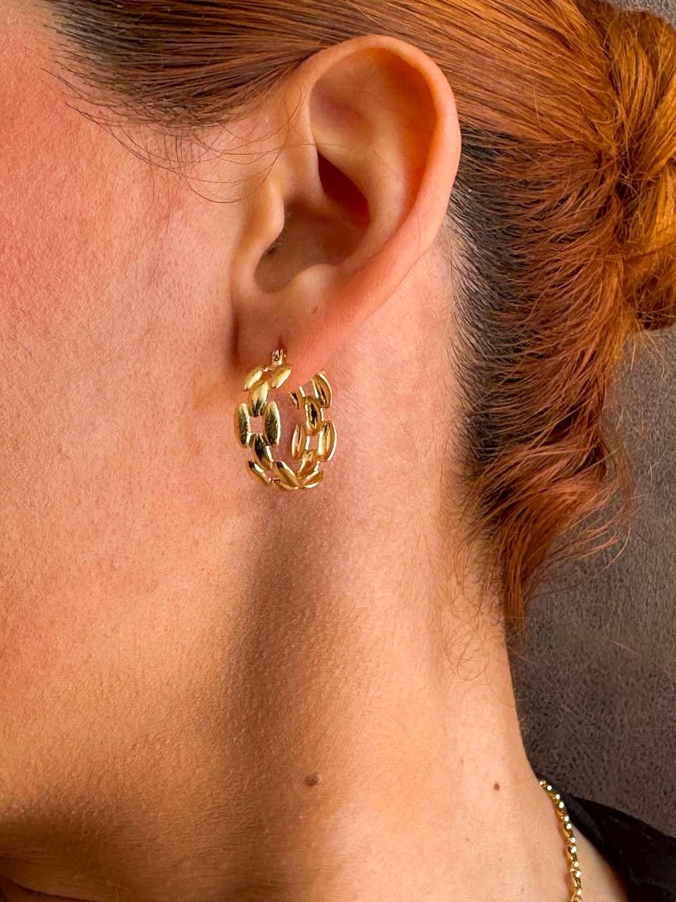Arete Candongas Eslabones Oro Laminado 18k