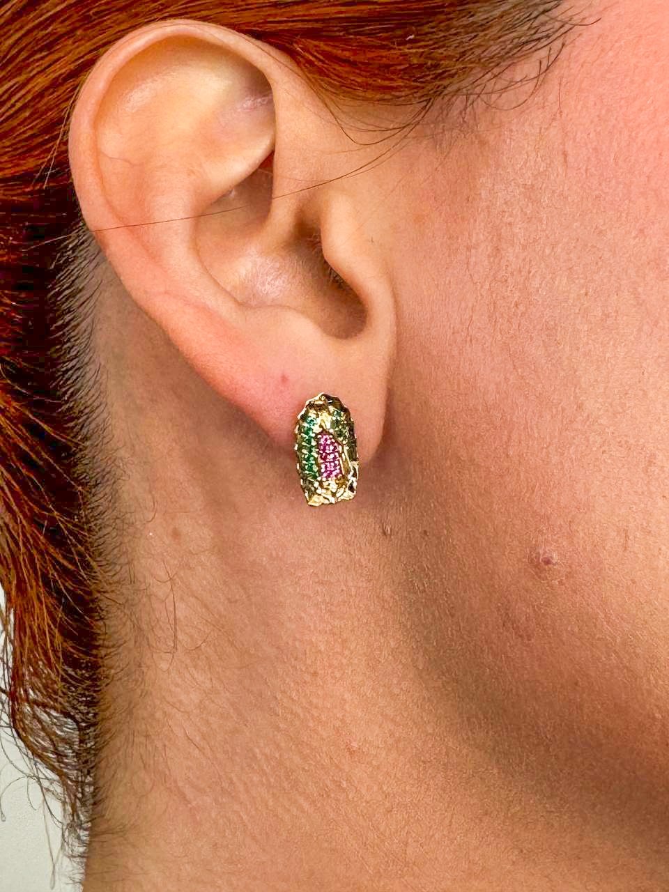 Aros Guadalupe Colors Adiamantada Oro Laminado 18k