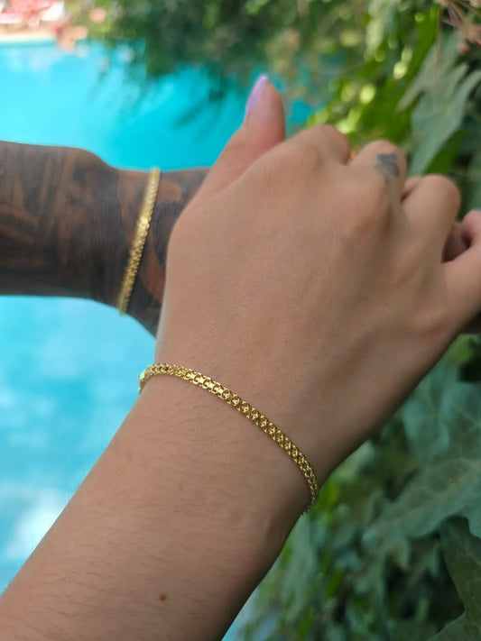 Conjunto de Pulsera Tejido Chino X2 Oro Laminado 18k