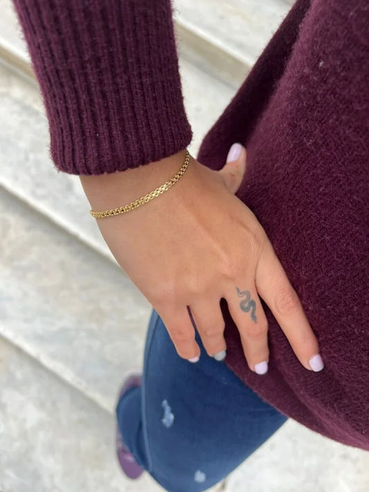 Pulsera Tejido Chino Oro Laminado 18k