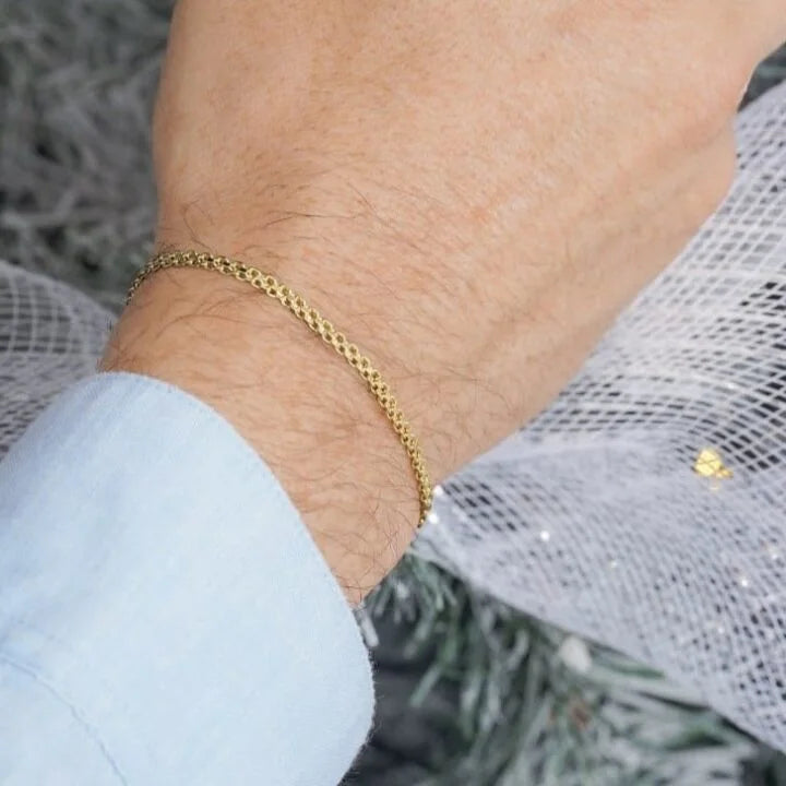 Pulsera Tejido Chino Oro Laminado 18k