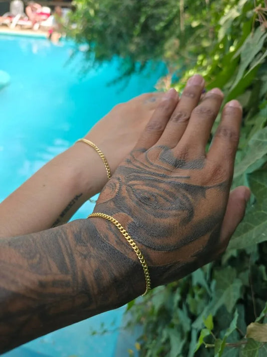 Conjunto Pulsera Pareja Tejido Cubano Oro Laminado 18k