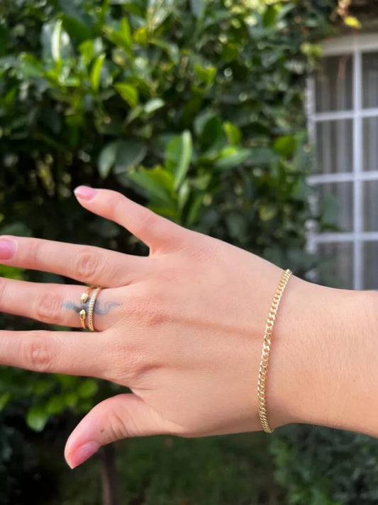 Promoción Pulsera tejido cubano y Anillo Pure Oro Laminado 18k