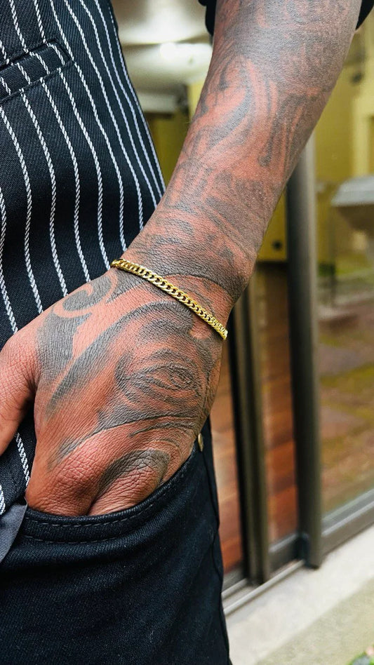 Pulsera Cubana Continúa Oro Laminado 18k