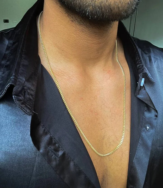 Cadena Cubana Semi-Delgada Oro Laminado 18k