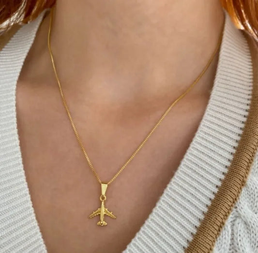 Colgante Avión Oro Laminado 18k