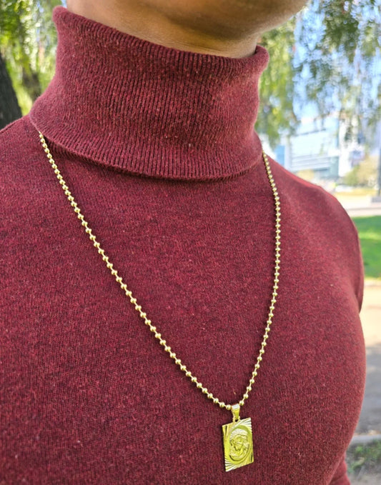 Cadena Tejido Militar Semi Gruesa oro laminado 18k