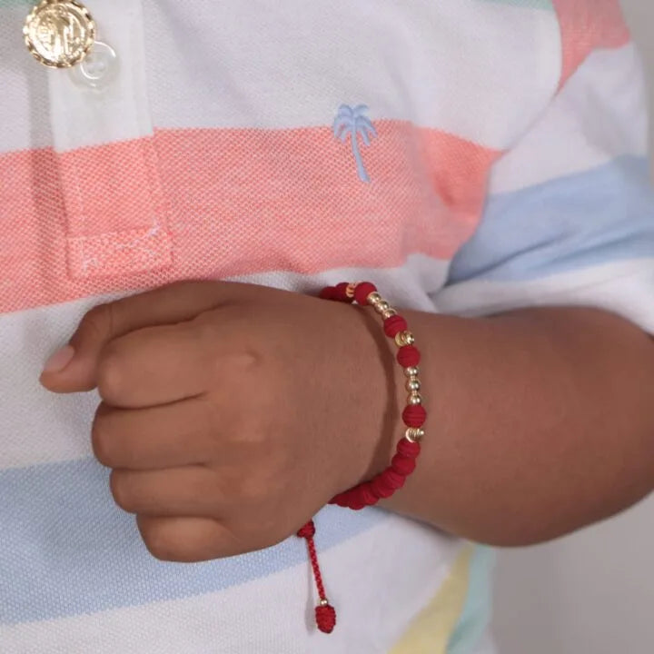 Brazalete Rojo Balín Oro Laminado 18K