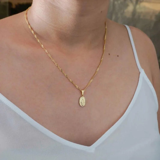 Colgante Virgen Milagrosa Pequeña Oro Laminado 18k