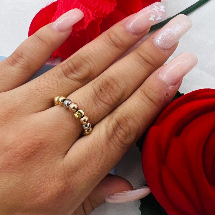 Anillo Tres Oros Balín Oro Laminado 18k
