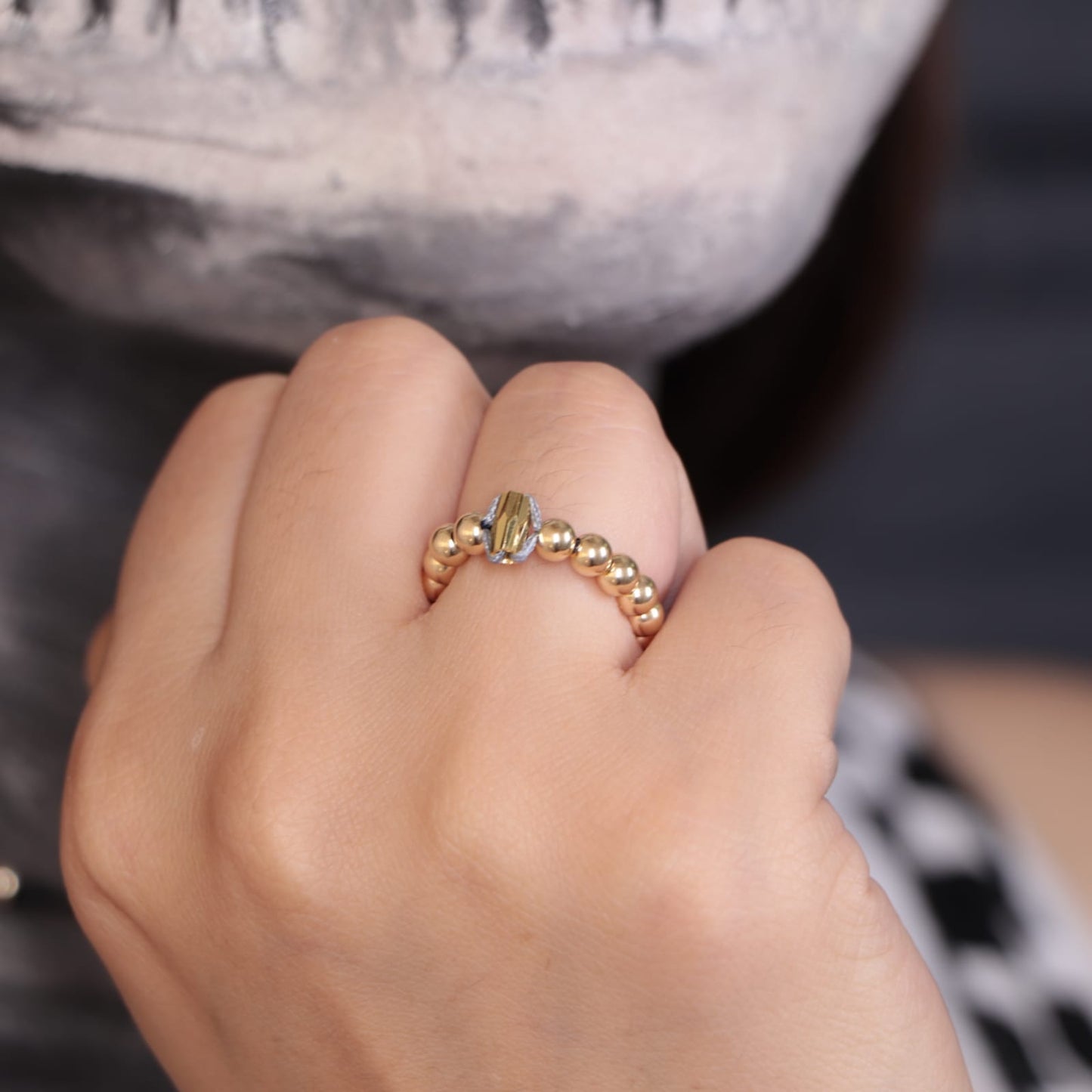 Anillo Dorado Con Balin Oro Laminado 18k
