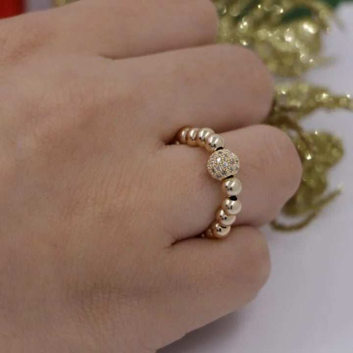 Anillo Bola De Fuego Balín Oro Laminado 18k