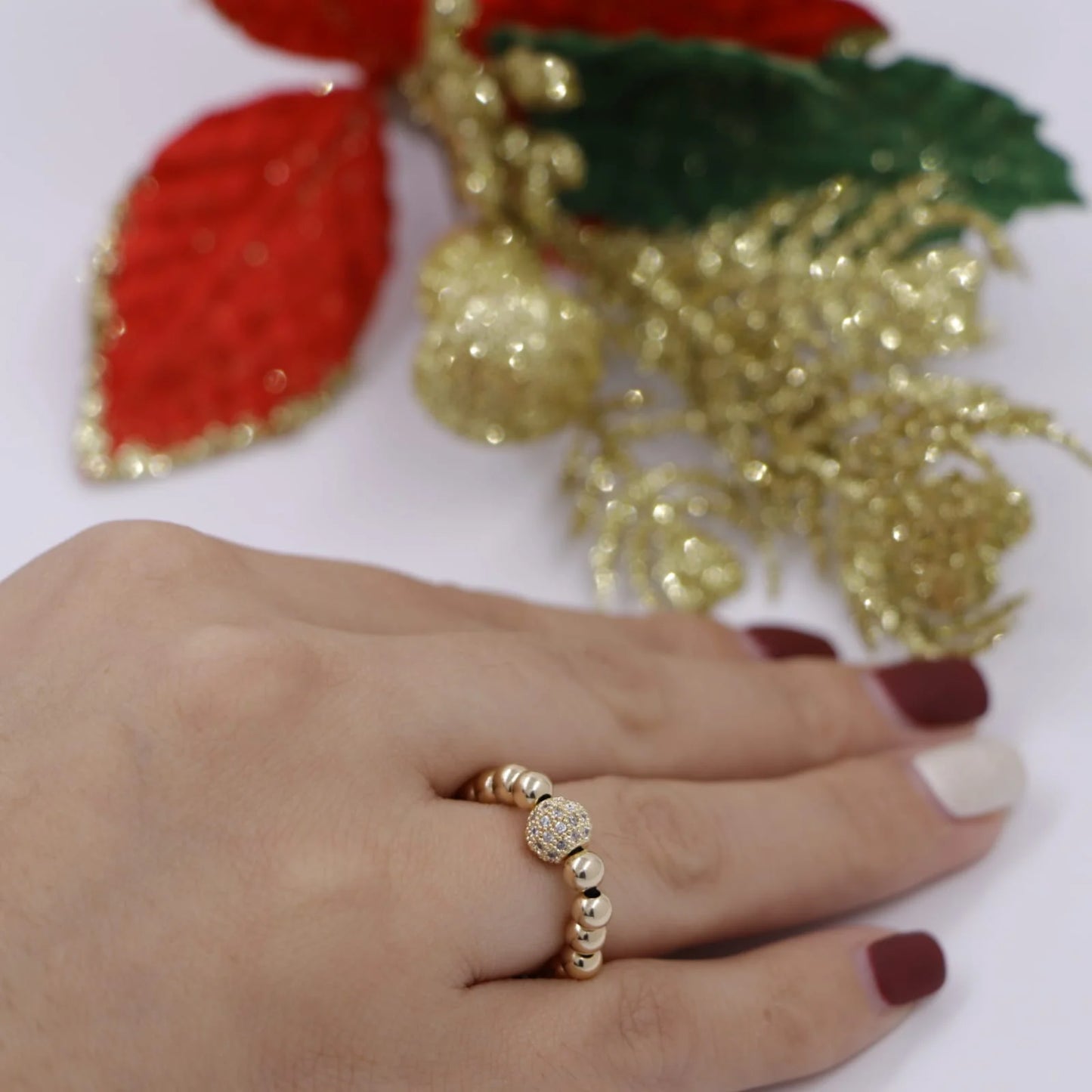 Anillo Bola De Fuego Balín Oro Laminado 18k