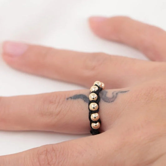 Anillo Tejido Macramé Unisex Oro Laminado 18k