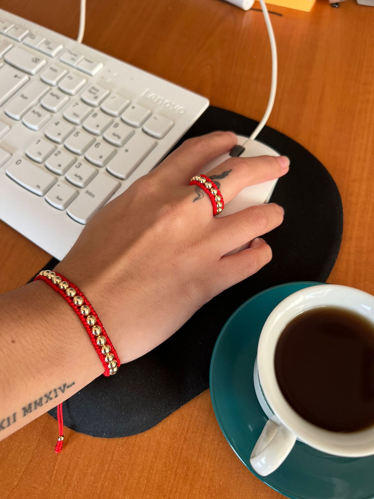 Conjunto Pulsera y Anillo tubular Oro Laminado 18k