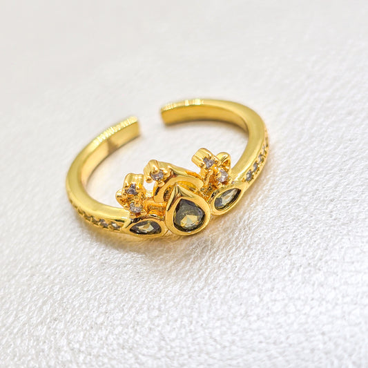 Anillo Green Bloom Ajustable Oro Laminado 18k