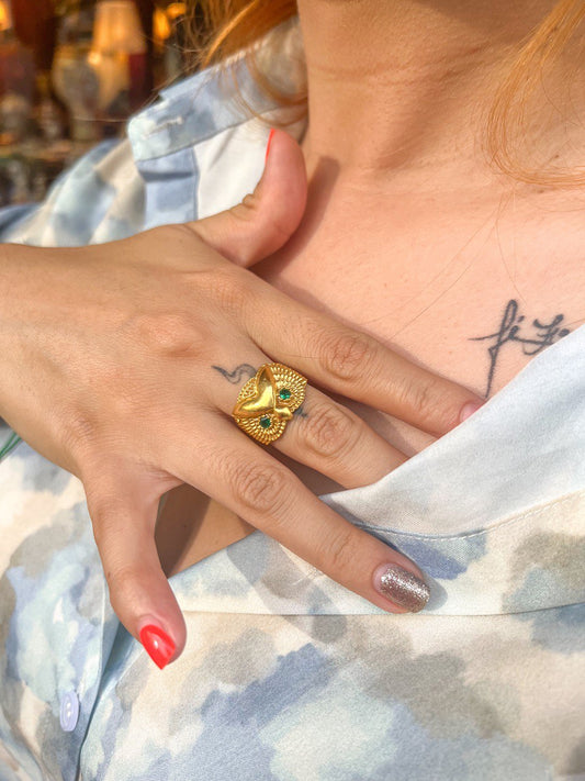 Anillo Buho Oro Laminado 18K