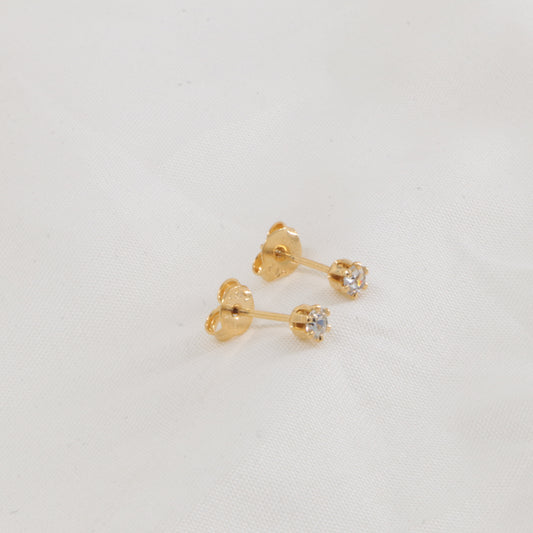 Arete Topo Chispa Circonia Oro Laminado 18k