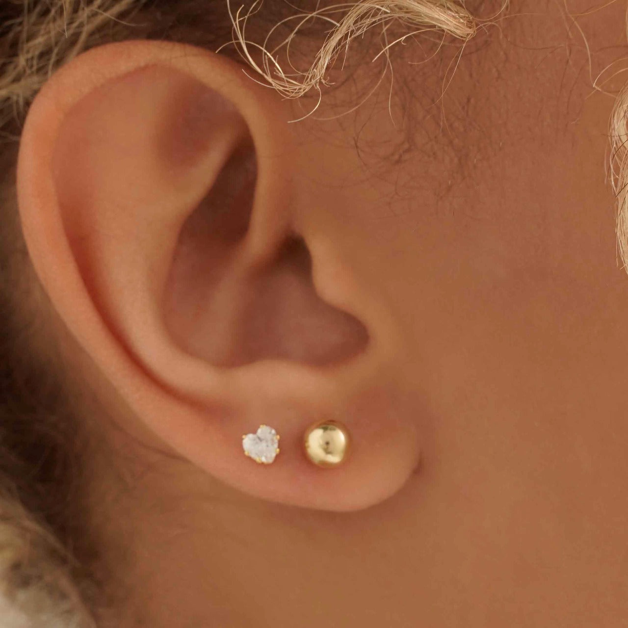 Aros Topos Corazón Oro Laminado 18k