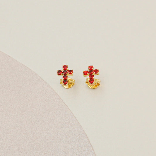 Arete Cruz Seis Circonias Oro Laminado 18k