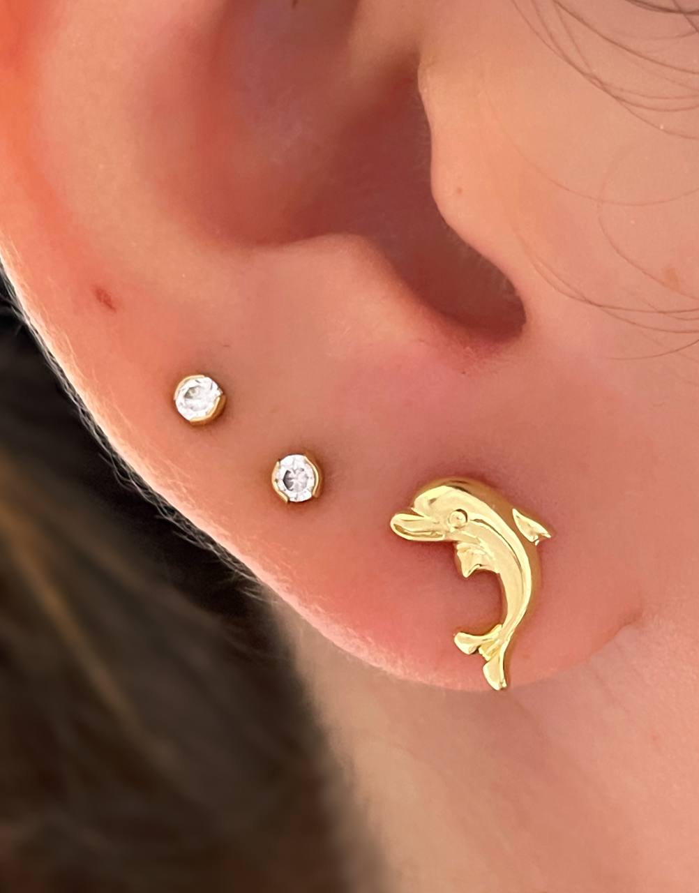 Aros Delfin Oro Laminado 18k