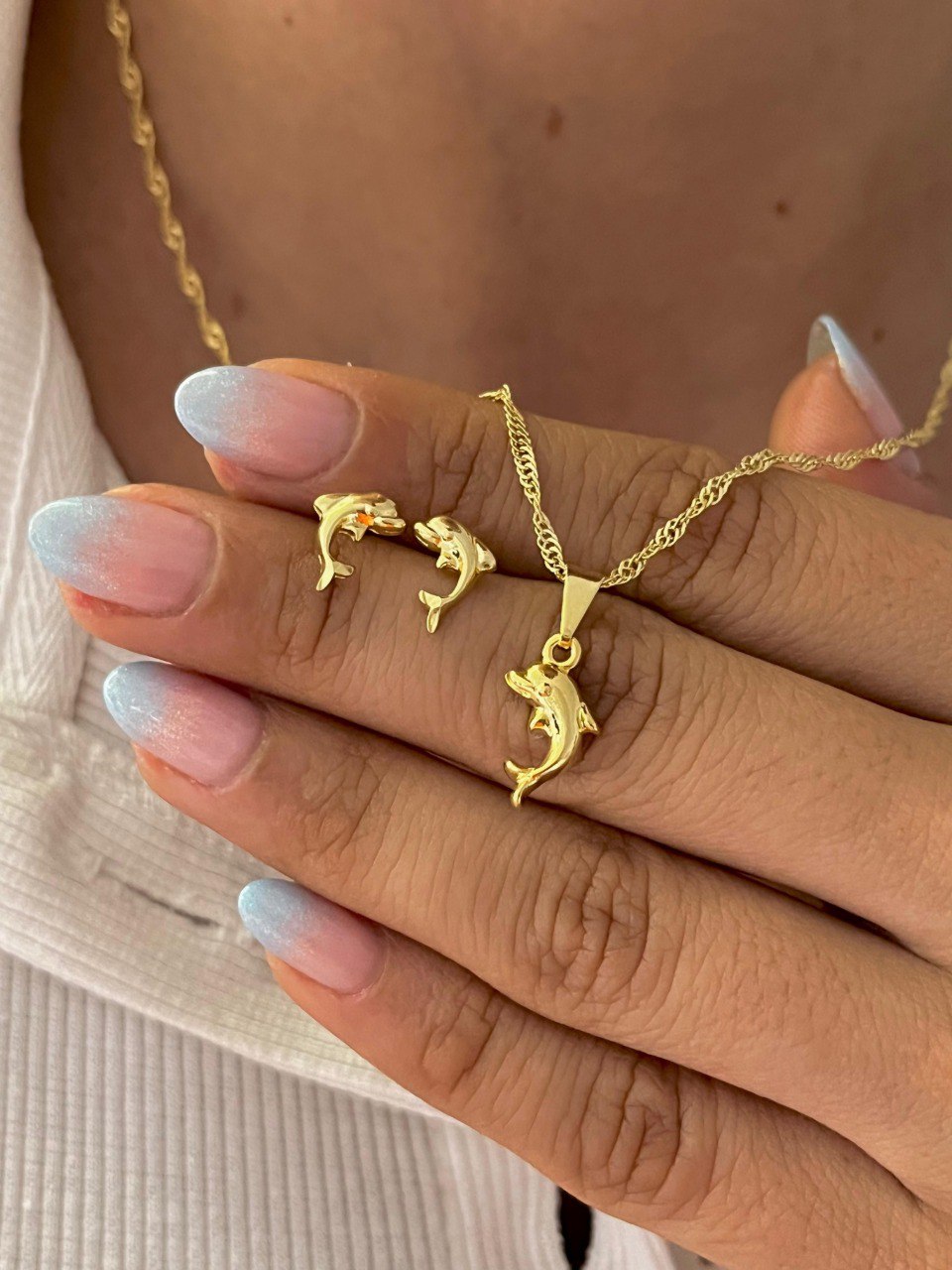 Aros Delfin Oro Laminado 18k