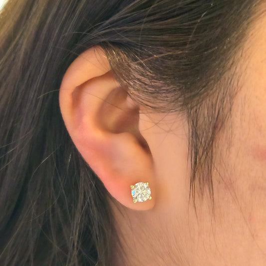 Arete Topo Swarovski Cuatro Puntos Oro Laminado 18k