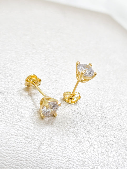 Arete Topo Swarovski Cuatro Puntos Oro Laminado 18k