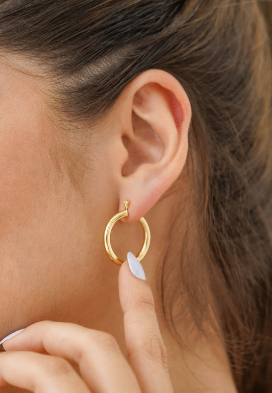 Aros Candonga Tubular 2.8cm Oro Laminado 18k