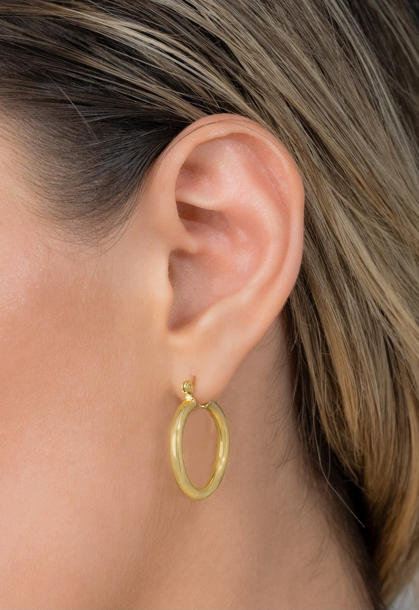 Aros Candonga Tubular 2.8cm Oro Laminado 18k