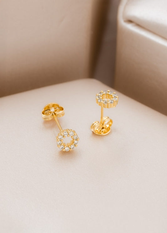 Arete Crystal Circle Oro Laminado 18k