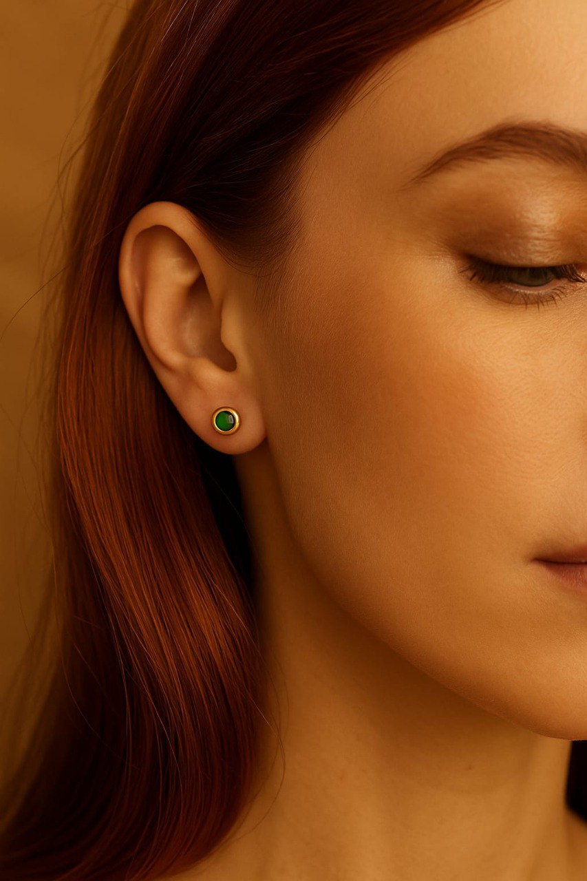 Arete Topos Green Circle Oro Laminado 18k