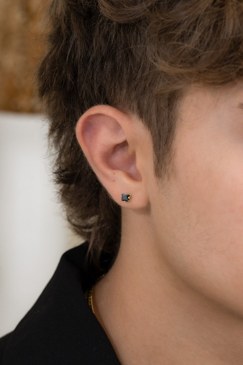 Arete Topo Circón Cuadrado Oro Laminado 18k