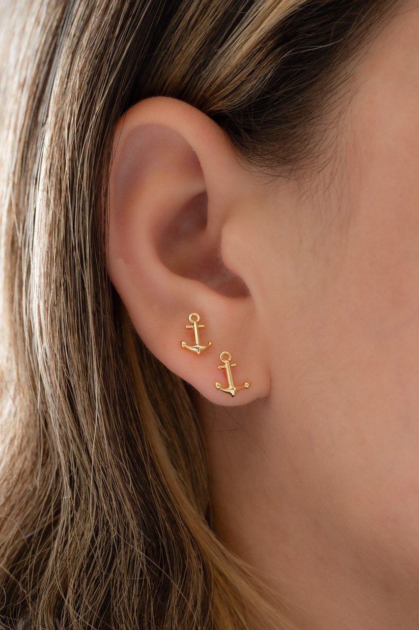 Arete Ancla de Mar Oro Laminado 18k