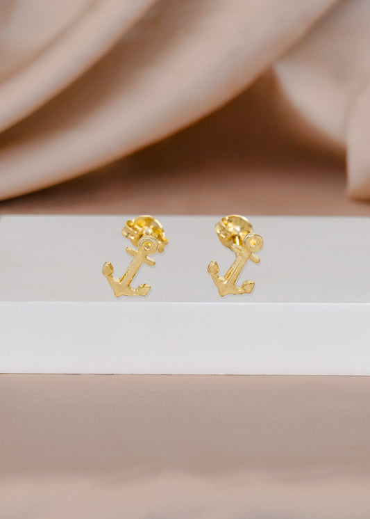 Arete Ancla de Mar Oro Laminado 18k